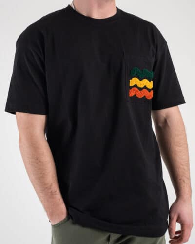 ESTASI T shirt 100 cotone con taschino onde colorate FB1001 Nera5 Saldi