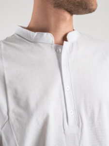 ESTASI T-shirt serafino 100% cotone MCF318 Bianca2