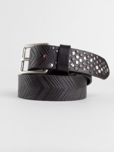 IMPERIAL Cintura marrone scuro in pelle lavorata con borchie 004