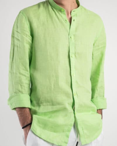 OVER D Camicia in lino con collo coreana OC1S0S0C03 Lime2 Nuovi Arrivi