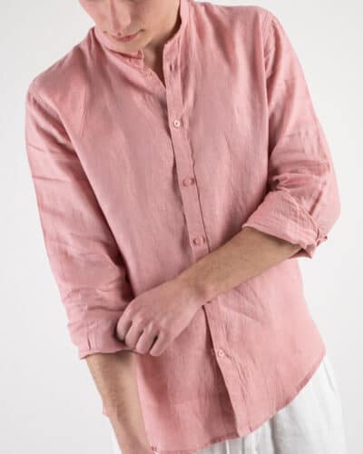 OVER D Camicia in lino con collo coreana OC1S0S0C03 Rosa1 Nuovi Arrivi