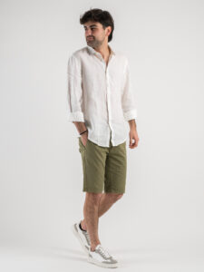 OVER-D Camicia in lino con collo francese OC1S0S0C05 Bianca3