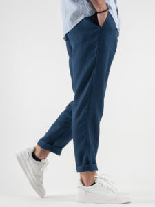 OVER-D Pantalaccio Slim Fit in lino con coulisse in vita OE1S2S3P26 Blu3