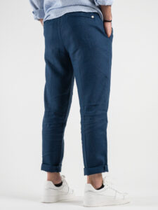 OVER-D Pantalaccio Slim Fit in lino con coulisse in vita OE1S2S3P26 Blu4