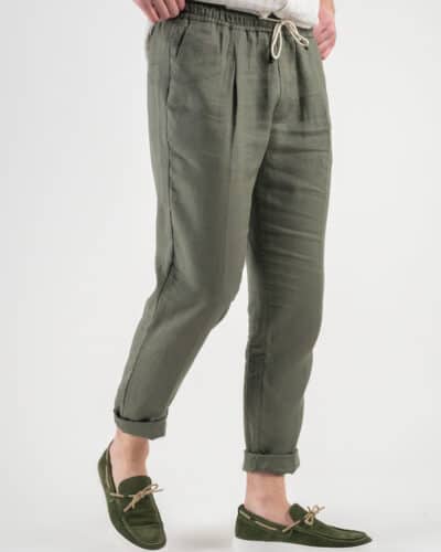 OVER D Pantalaccio Slim Fit in lino con coulisse in vita OE1S2S3P26 Militare1 Nuovi Arrivi