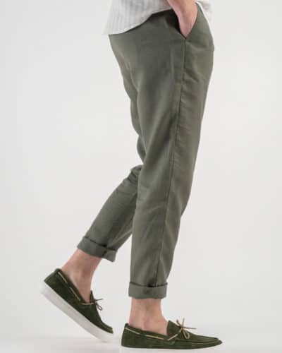 OVER D Pantalaccio Slim Fit in lino con coulisse in vita OE1S2S3P26 Militare2 OVER-D OVER-D Pantalaccio Slim Fit in lino con coulisse in vita OE1S2S3P26 Militare