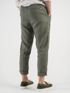 OVER-D Pantalaccio Slim Fit in lino con coulisse in vita OE1S2S3P26 Militare3