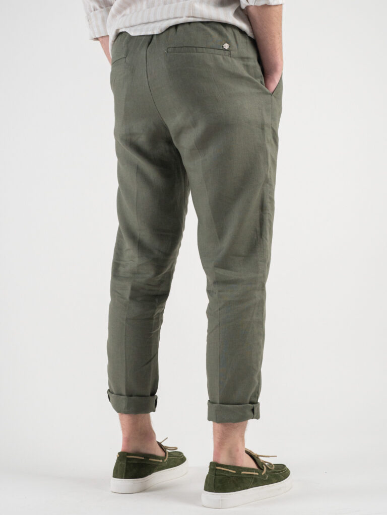 OVER D Pantalaccio Slim Fit in lino con coulisse in vita OE1S2S3P26 Militare3 OVER-D OVER-D Pantalaccio Slim Fit in lino con coulisse in vita OE1S2S3P26 Militare