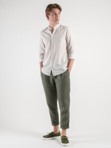 OVER-D Pantalaccio Slim Fit in lino con coulisse in vita OE1S2S3P26 Militare4