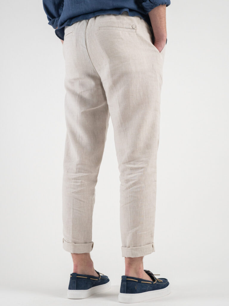 OVER-D Pantalaccio Slim Fit in lino con coulisse in vita OE1S2S3P26 Sabbia - immagine 4