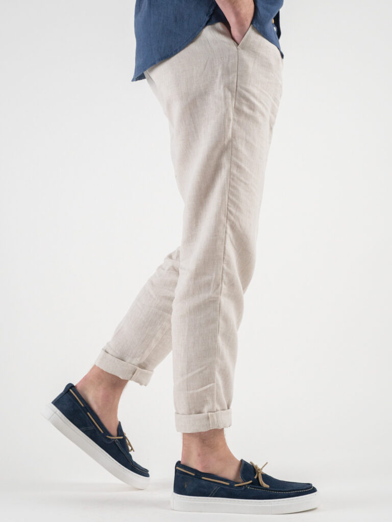 OVER-D Pantalaccio Slim Fit in lino con coulisse in vita OE1S2S3P26 Sabbia - immagine 3