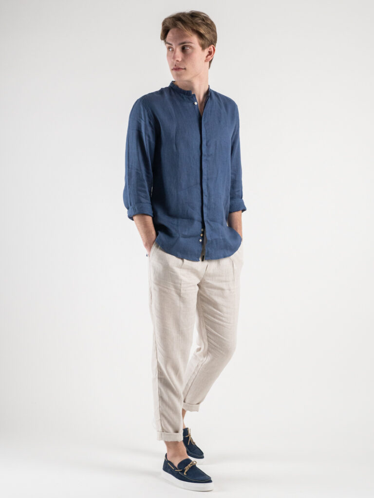 OVER-D Pantalaccio Slim Fit in lino con coulisse in vita OE1S2S3P26 Sabbia - immagine 2
