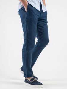 OVER-D Pantalone chinos 100% Lino OE1S2S3P28 Blu1