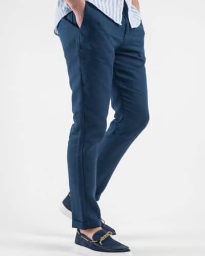OVER D Pantalone chinos 100 Lino OE1S2S3P28 Blu1 Nuovi Arrivi