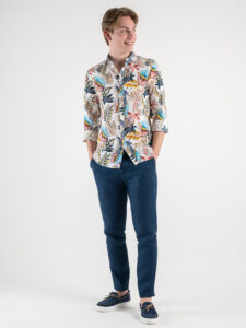 OVER-D Pantalone chinos 100% Lino OE1S2S3P28 Blu4