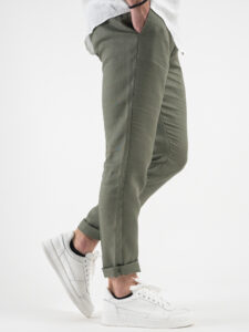 OVER-D Pantalone chinos 100% Lino OE1S2SP28 Militare1