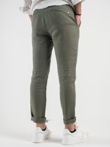 OVER-D Pantalone chinos 100% Lino OE1S2SP28 Militare2