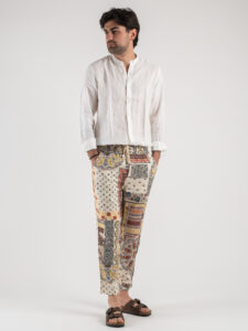 Pantalone leggero in lino con coulisse in vita 72198 Beige1