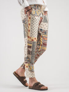 Pantalone leggero in lino con coulisse in vita 72198 Beige2