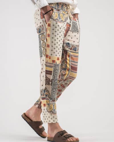 Pantalone leggero in lino con coulisse in vita 72198 Beige2 Nuovi Arrivi