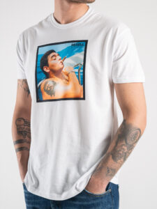 RESELL T-shirt in cotone con stampa MARADONA SIGARO 500 bianco1