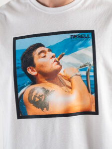 RESELL T-shirt in cotone con stampa MARADONA SIGARO 500 bianco2