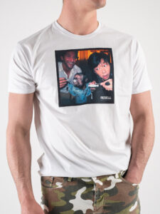 RESELL T-shirt in cotone con stampa UNA NOTTE DA LEONI 58 bianco1