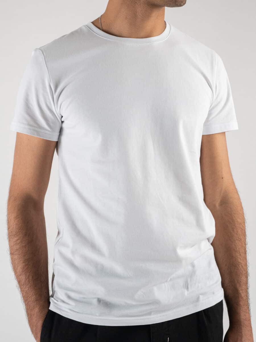 T-shirt basica tinta unita slim fit DB22 Bianca
