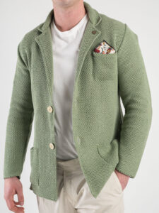 V2 Giacca in maglia leggera in cotone con pochette GUOPE Pesto2