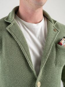 V2 Giacca in maglia leggera in cotone con pochette GUOPE Pesto3