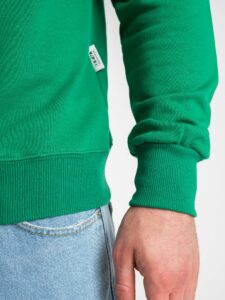 BERNA Felpa girocollo garzata con logo sul cuore Verde Bandiera2