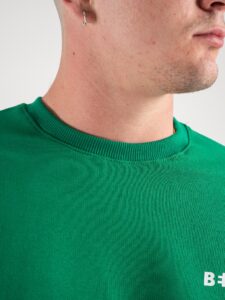 BERNA Felpa girocollo garzata con logo sul cuore Verde Bandiera3