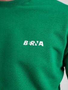BERNA Felpa girocollo garzata con logo sul cuore Verde Bandiera5