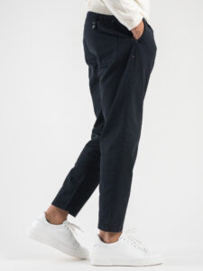 BERNA Pantalone leggero cropped con pinces 230336 Navy7