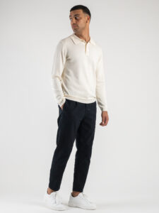 BERNA Pantalone leggero cropped con pinces 230336 Navy8