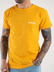 BERNA T-shirt basica con stampa logo sul cuore 230117 Ocra2