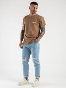 BERNA T-shirt basica con stampa logo sul cuore 230117 Tabacco4