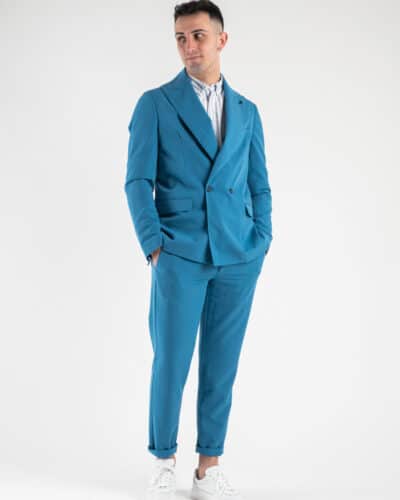 BLACKSUNDAY Abito intero leggero in poliviscosa con giacca doppiopetto e pantalone slim fit REPLAY Petrolio1 Saldi