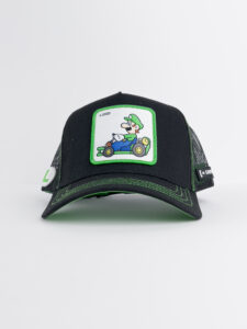 CAPSLAB Cappellino Nintendo nero con cuciture verdi e patch bianca LUIGI Nero1