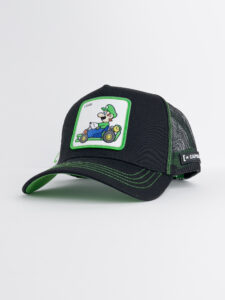 CAPSLAB Cappellino Nintendo nero con cuciture verdi e patch bianca LUIGI Nero3