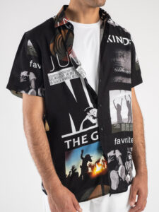 Camicia 100% viscosa a mezze maniche con stampe DX2860 Nera4