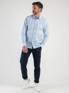 ESTASI Camicia basica in cotone con colletto SENNA Azzurra1