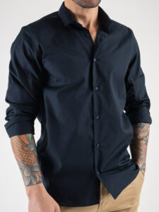 ESTASI Camicia basica in cotone con colletto SENNA Blu3