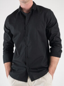 ESTASI Camicia basica in cotone con colletto SENNA Nera3