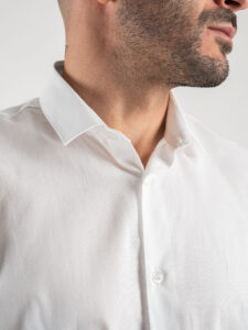 ESTASI Camicia basica in cotone lavorato con colletto PORTO FERRAIO Bianca2