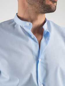 ESTASI Camicia coreana basica in cotone LAUDA Azzurra2