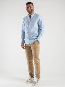 ESTASI Camicia coreana basica in cotone LAUDA Azzurra4