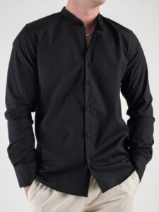 ESTASI Camicia coreana basica in cotone LAUDA Nera4