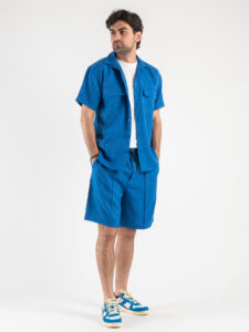 ESTASI Coordinato giacchetta sportiva a mezze maniche + Bermuda morbido coulisse UNITED Bluette1