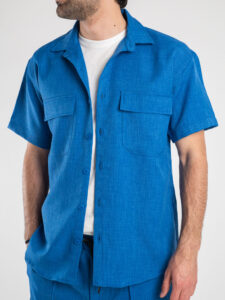 ESTASI Coordinato giacchetta sportiva a mezze maniche + Bermuda morbido coulisse UNITED Bluette3